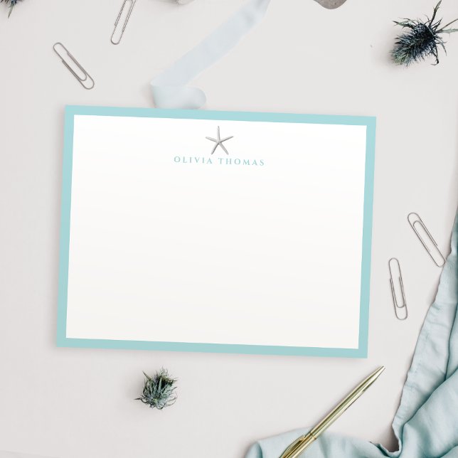 Starfish nautische personalisierte Stationerie Mitteilungskarte (Starfish nautical simple personalized Stationery Note Card)