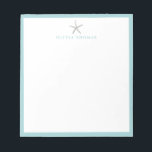 Starfish nautische personalisierte Stationerie Notizblock<br><div class="desc">Saubere Seesterne und Aqua Blue Rand Design,  einfach und chic. Sehen Sie sich alle passenden Stücke in der Sammlung an.</div>