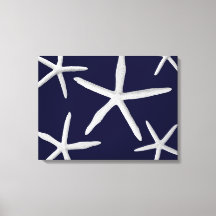 Starfish Navy Blue White Tropical Fine Art