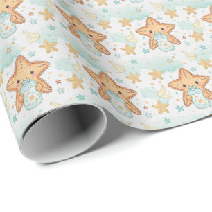 Starfish Niedlich Baby Pastell Wasserfarbmuster Geschenkpapier