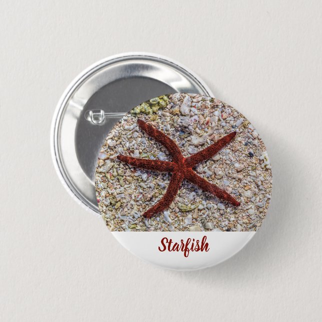 Starfish Ocean Vintag Beach Retro Souvenir Button (Vorne & Hinten)