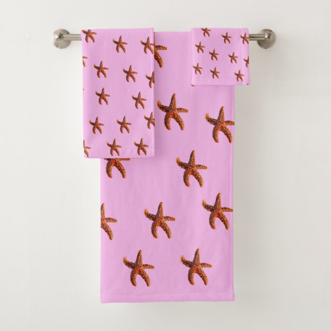 Starfish oder Seestern aus dem Ozean auf rosa Badhandtuch Set (Insitu)