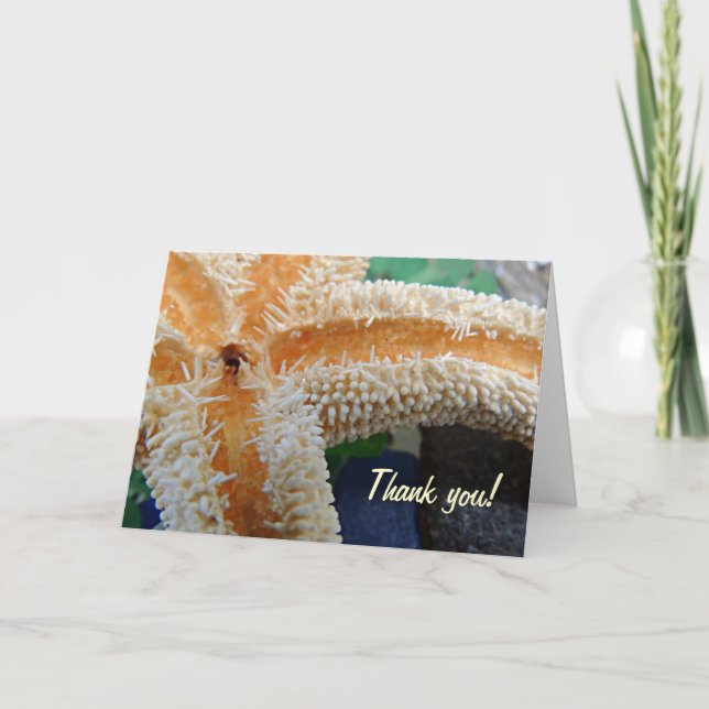 Starfish on Beach Glass Danke Karte (Vorderseite)