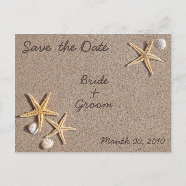 Starfish on Beach Save the Date Postkarten (Vorderseite)