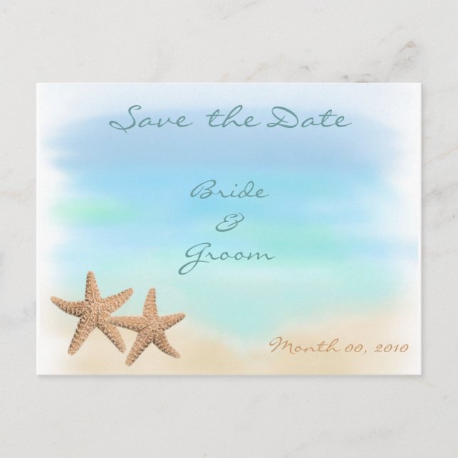 Starfish on Beach Save the Date Postkarten (Vorderseite)