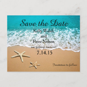 Starfish on Shore Beach Save the Date Card Einladung