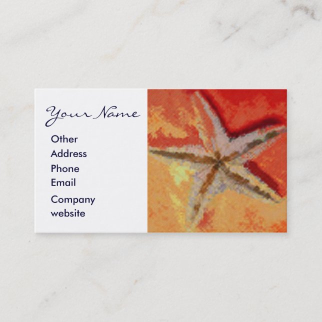 Starfish Orange Business Card Visitenkarte (Vorderseite)