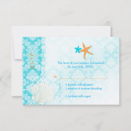 Starfish Pair Glam Beach Wedding RSVP Card Karte