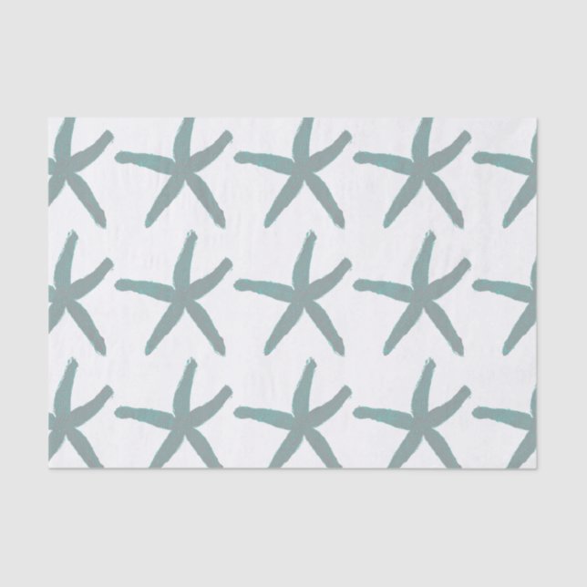 Starfish Pattern Beach Aquamarin Blue Gray White T Seidenpapier (Vorderseite)
