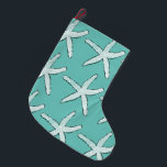 Starfish Pattern Beach Coastal Aquamarin Blue Chri Großer Weihnachtsstrumpf<br><div class="desc">Entworfen mit Seesternmustern im aquamarinen blauen Hintergrund. Sie können die Hintergrundfarbe nach Belieben ändern.</div>