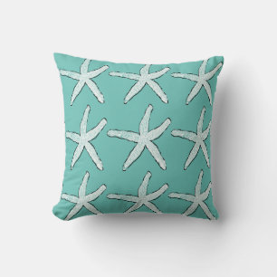 Starfish Pattern Beach Coastal Aquamarin Blue Chri Kissen