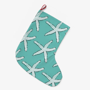 Starfish Pattern Beach Küste Aquamarin Blue Weihna Großer Weihnachtsstrumpf