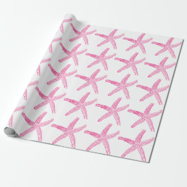 Starfish Pattern Beach Küste Hot Pink White Geschenkpapier