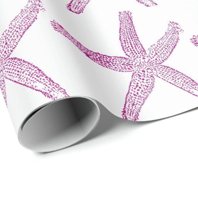Starfish Pattern Beach Küste Lila Pink Trendy Geschenkpapier (Rolleneckpunkt)