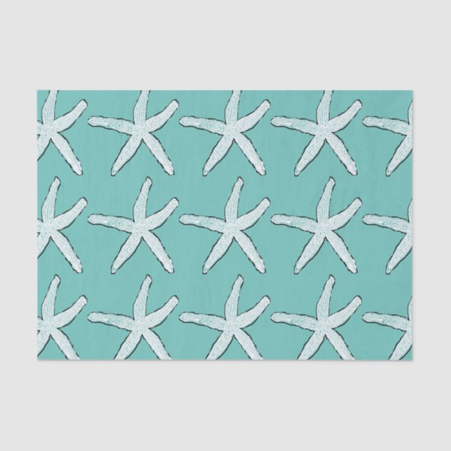Starfish Pattern Beach Nautic Coastal Aquamarin Bl Seidenpapier (Vorderseite)
