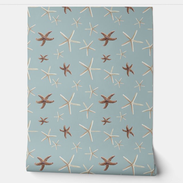 Starfish Pattern Dusty Slate Blue Tapete (Abrollen)