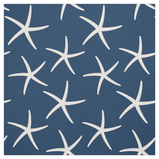 Starfish Pattern Navy Blue Beach Theme Nautic Stoff (Muster)
