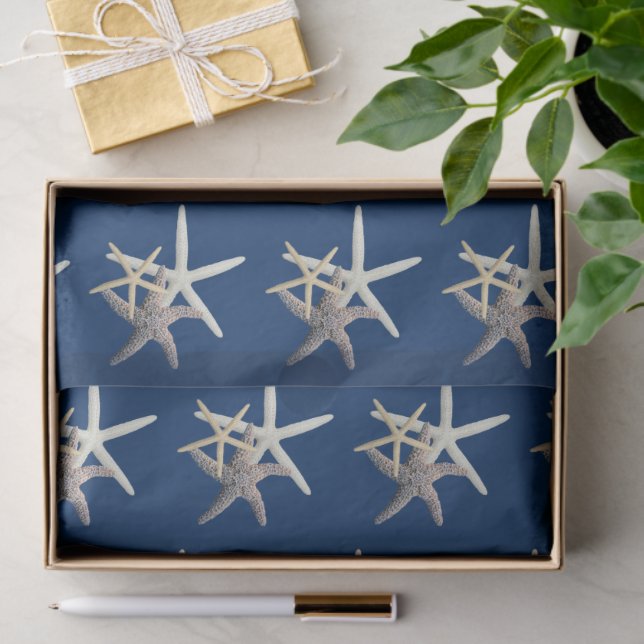 Starfish Pattern Navy Blue Seidenpapier (Geschenk)