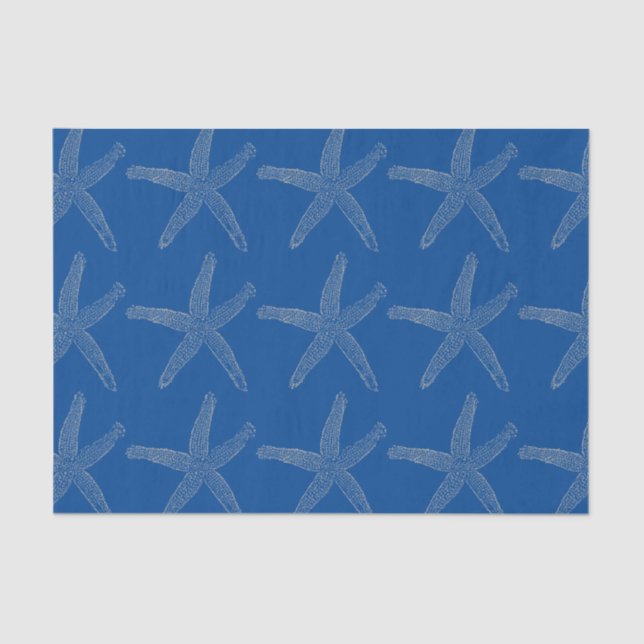 Starfish Patterns Beach Coastal Navy Custom Seidenpapier (Vorderseite)