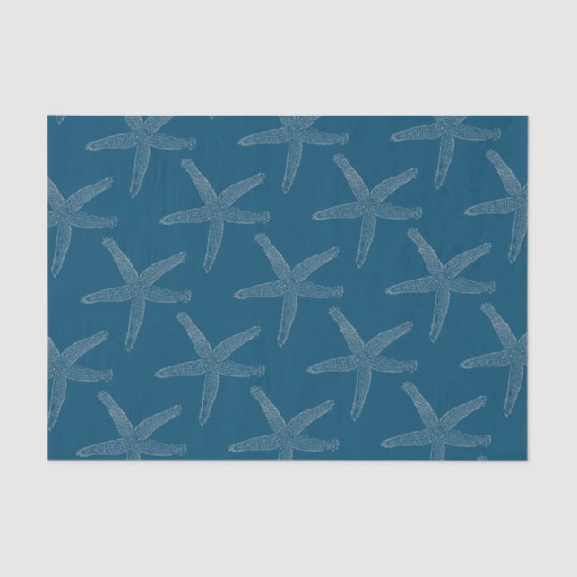 Starfish Patterns Beach Coastal Ocean Blue Custom Seidenpapier (Vorderseite)
