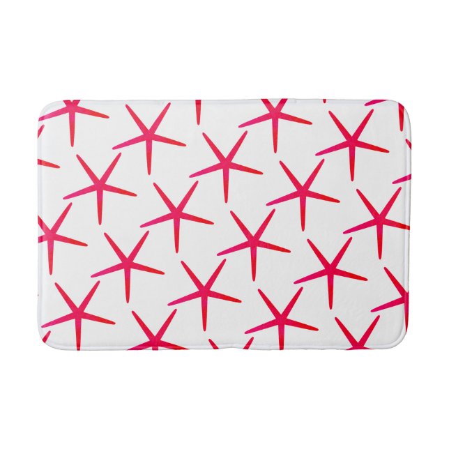 Starfish Patterns Beach Pink Red White Niedlich Gi Badematte (Vorderseite)
