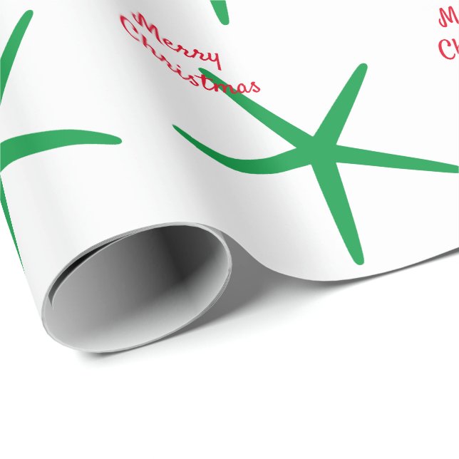 Starfish Patterns Frohe Weihnachten Grün Weiß Rot Geschenkpapier (Rolleneckpunkt)