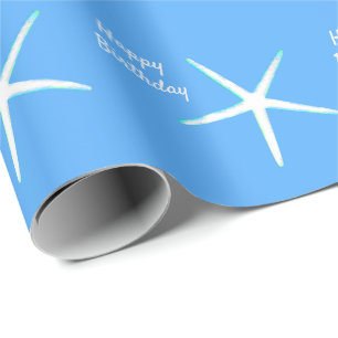 Starfish Patterns Happy Birthday Nautical Blue Geschenkpapier