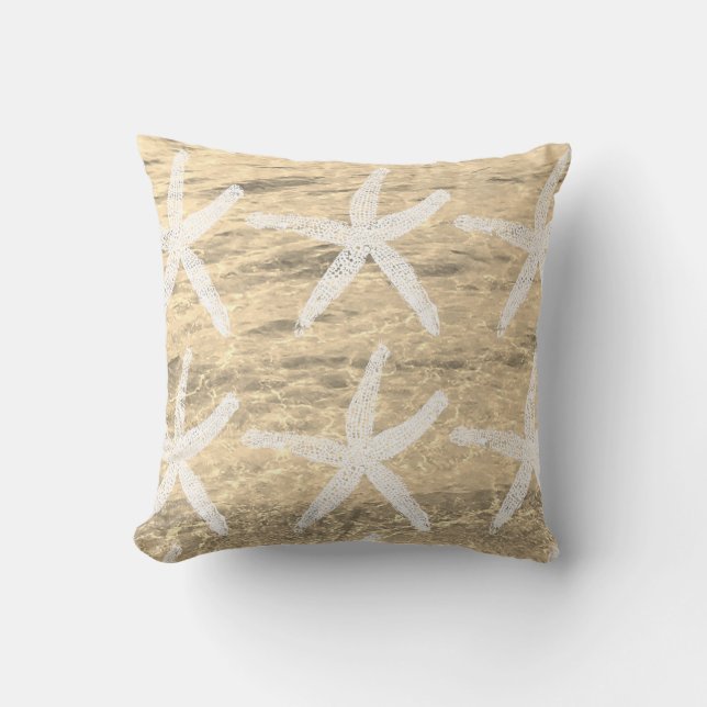 Starfish Patterns Nautical Sandy Beach Ocean Water Kissen (Vorderseite)