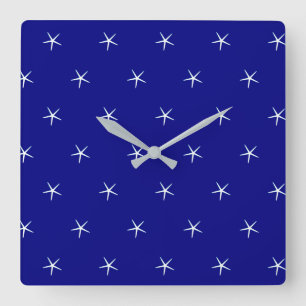 Starfish Patterns Navy Custom Nautical Gift Quadratische Wanduhr