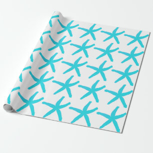 Starfish Patterns Pastel Aquamarin Blauer Weihnach Geschenkpapier