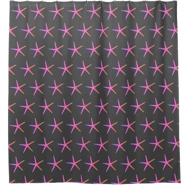 Starfish Patterns Pink Gray Gray Beach Nautical Duschvorhang (Vorderseite)