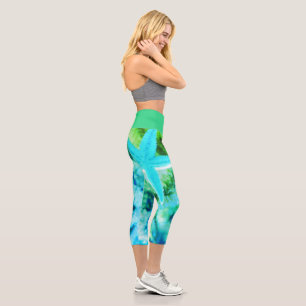 Starfish Print Yoga Pants Capri Leggings