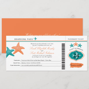 Starfish Puerto Rico Boarding Pass Hochzeit Einladung