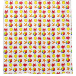 Starfish Rainbow Beach Ball Sun Crab Sommer Duschvorhang