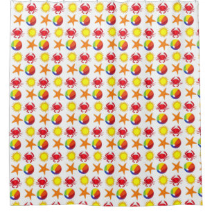 Starfish Rainbow Beach Ball Sun Crab Sommer Duschvorhang