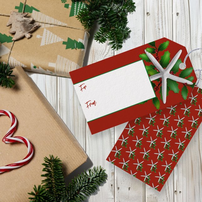 Starfish Red Christmas Krawatte auf Geschenketiket Geschenkanhänger (Von Creator hochgeladen)