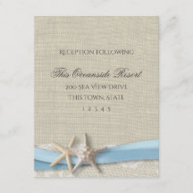 Starfish Ribbon and Lace Blue Beach Response Card