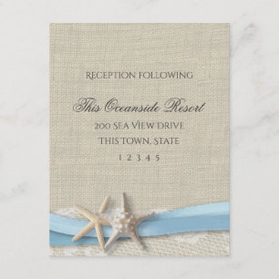 Starfish Ribbon and Lace Blue Beach Response Card Einladung