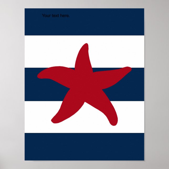 Starfish rot, blau und weiß poster (Vorne)