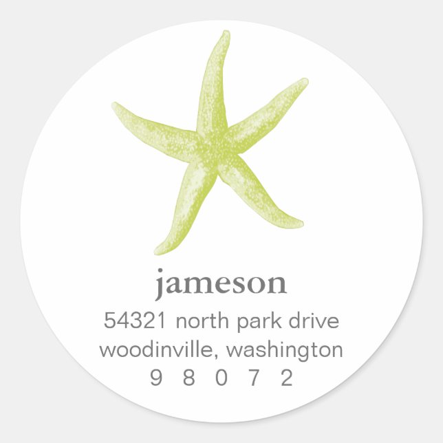 Starfish Round-Address-Label Runder Aufkleber (Vorderseite)