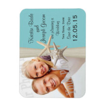 Starfish Rustic Aqua Blue Save the Date Foto
