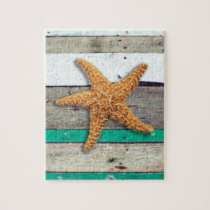 Starfish Rustic Beach Board Nautic Puzzle