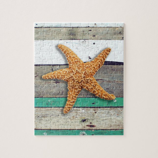 Starfish Rustic Beach Board Nautic Puzzle (Vertikal)
