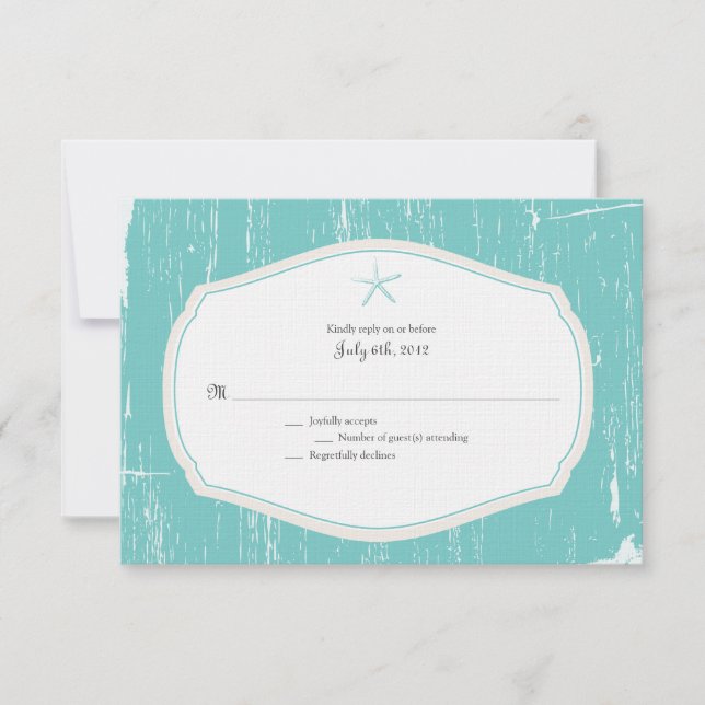 Starfish Rustic Beach Wedding UAWG RSVP Karte (Vorderseite)