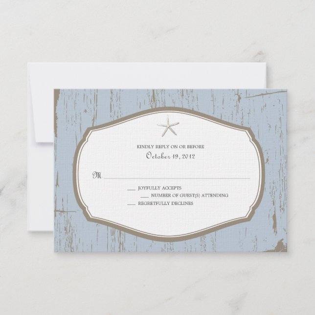 Starfish Rustic Beach Wedding UAWG RSVP Karte (Vorderseite)