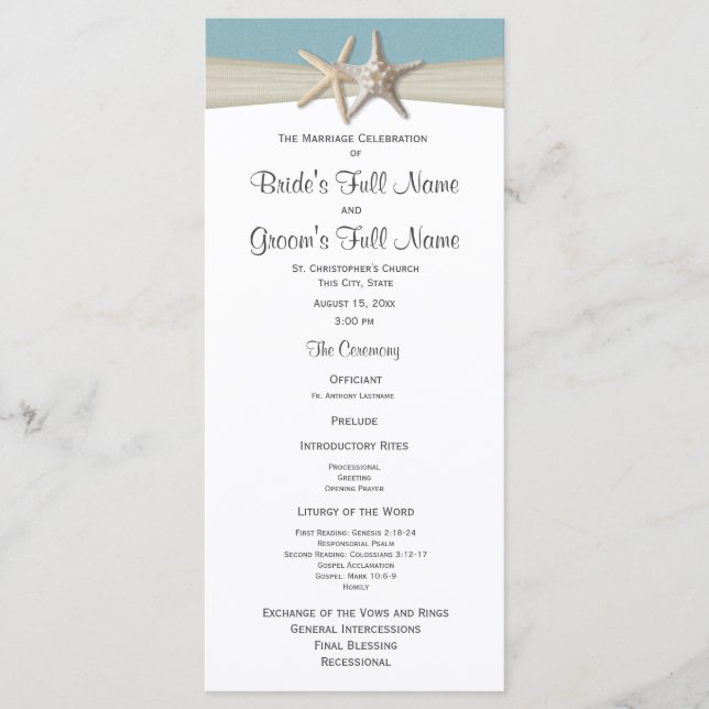 Starfish Rustic Wedding Program Programm (Vorderseite)