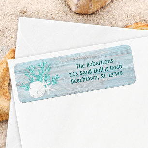 Starfish Sand Dollar Aqua Glitzer Holz