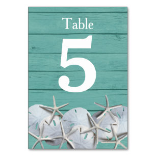 Starfish Sand Dollar Hochzeitkarten für Tischnumme Tischnummer
