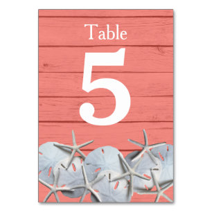 Starfish Sand Dollar Hochzeitkarten für Tischnumme Tischnummer