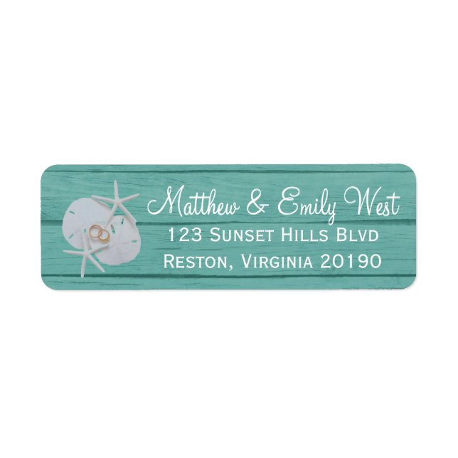 Starfish Sand Dollar Wedeladressen Labels (Vorne)